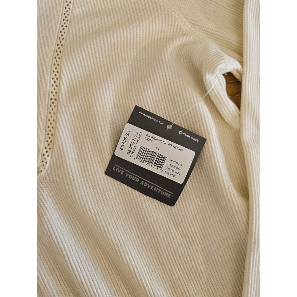 Eddie Bauer Waffle Thermal LS Henley Top Womens Medium NWT Cottagecore Gorpcore - Picture 4 of 8